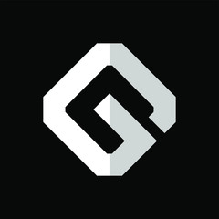 Initial letter G logo template with diamond shape illustration in flat design monogram symbol