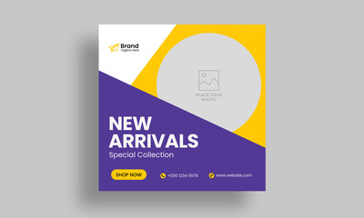 Sale social media post template. Digital business marketing banner and square flyer poster