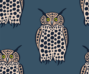 Vector background hand drawn doodle owl. Hand drawn ink illustration. Modern ornamental decorative background. Pattern print for textile, cloth, scrapbooking