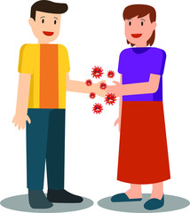 Man and woman are spreading corona virus by holding hands