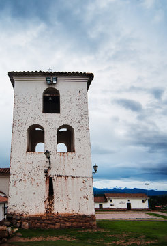 Old Church Bell tower in Chinchero Peru, South America