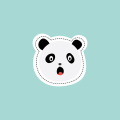 Cute panda bear with surprised face, isolated shocked cartoon animal