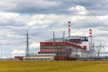 Reactor of nuclear power plant Temelin in Czech Republic. Cloudy sky.
