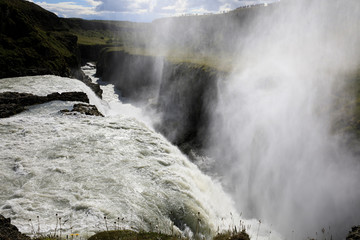 Gullfoss / Iceland - August 25, 2017: The famous Gullfoss waterfall, Iceland, Europe
