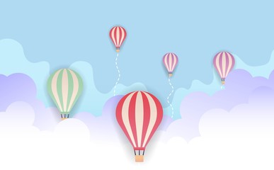 Naklejka premium Hot air balloon in the sky vector background