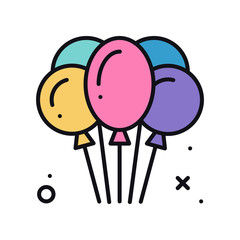 Balloon, air balloon line icon. Birthday relationship wedding holiday party celebration theme.