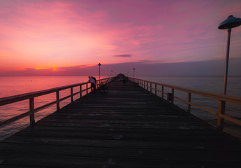 Sunset at the beach. Sunrise over the sea.