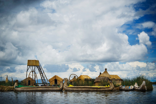 The reed islands of Lake Titicaca, Puno, Peru, South America