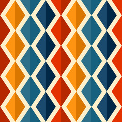 Retro seamless pattern design with colorful rhombuses