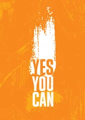 Acrylic prints For him Yes You Can. Inspiring Sport Workout Typography Quote Banner On Textured Background. Gym Motivation Print
