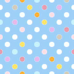 Seamless polka dots pattern with colorful background