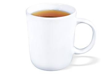 White cup for tea or coffee on white background. Isolated.