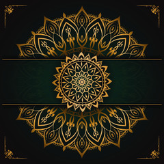 
Luxury Mandala Islamic Background with
Arabesque Pattern, Ornamental Background . Wedding card, Cover. 