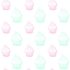 Seamless pattern with cupcakes. Pink and rose cupcakes texture for menu, fabric, wallpapers, covers, greeting cards, wrapping papaer and web.