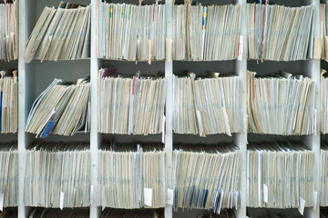 Medical record files in the shelf