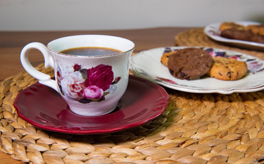 stay at home with cookie and coffee