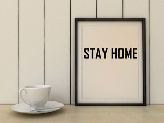 Stay Home message . Coronavirus Prevention Self- Isolation and Quarantine. Home, love, family and happiness concept. 3d render