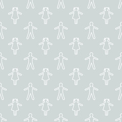 Men and women silhouettse on grey: seamless pattern, wallpaper texture, wrapping print design. Vector graphics.