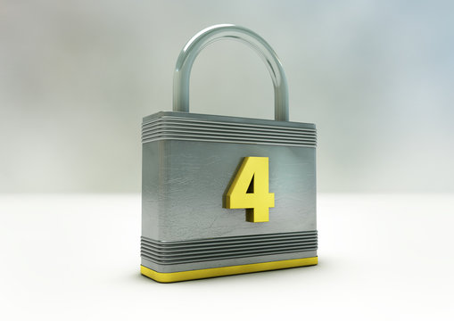 Padlock with a number 4