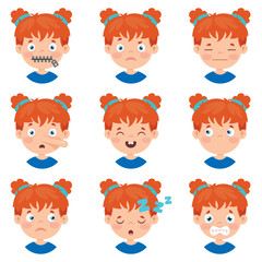 Set Of Different Expressions Of Kids
