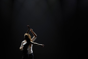 Professional dancers perform latino dance. Passion and expression