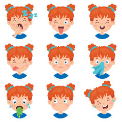 Set Of Different Expressions Of Kids