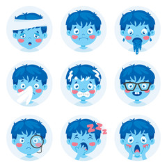 Set Of Different Expressions Of Kids