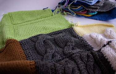 knitted scarf and gloves