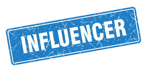 influencer stamp. influencer vintage blue label. Sign