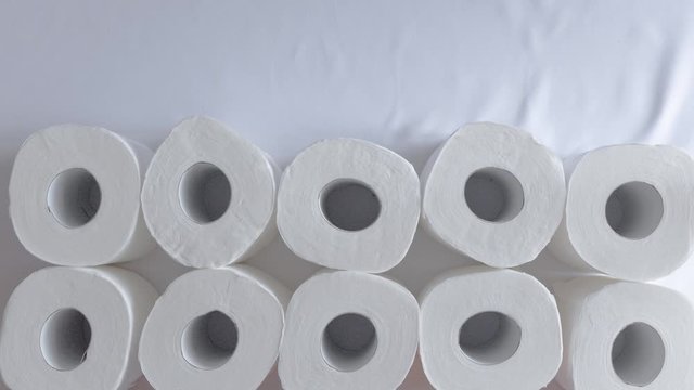 white toilet paper rolls time lapse animation pattern for texture with plain background isolated
