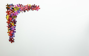 Abstract puzzle pieces isolated on white background