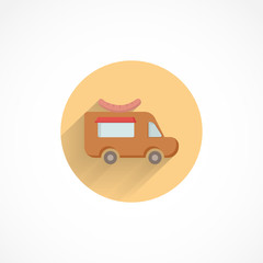 food truck colorful flat icon with shadow