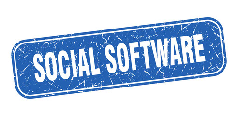 social software stamp. social software square grungy blue sign