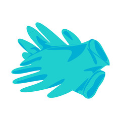Latex gloves as a symbol of protection against viruses and bacteria. Precaution cartoon. Vector illustration cartoon. Isolated on white background.