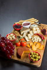 Vegetables, fruits and cheese
