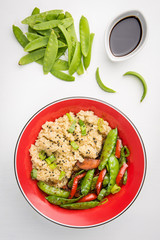 Quinoa with snow pea and vegetables