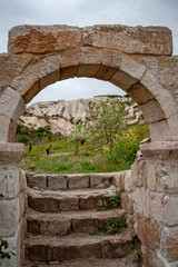 Beautiful view through the stone arch