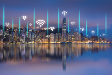 Technology and connection, Internet of things, Smart city concept, Modern city connects by wireless technology
