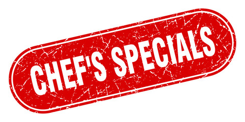 chef's specials sign. chef's specials grunge red stamp. Label