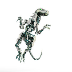 dino raptor robot is flying