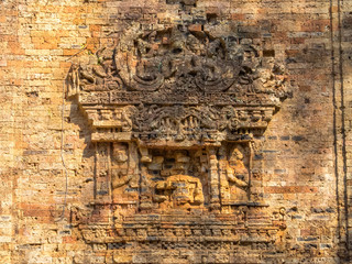 Flying palace on the brick wall of the Octagonal Tower in Prasat Sambor - Sambor Prei Kuk, Cambodia