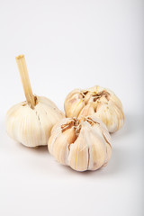 Raw Garlic on White background