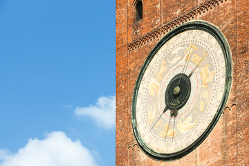 Cremona, Italy. Beautiful architecture of bell tower (Torrazzo of Cremona) in Cremona.