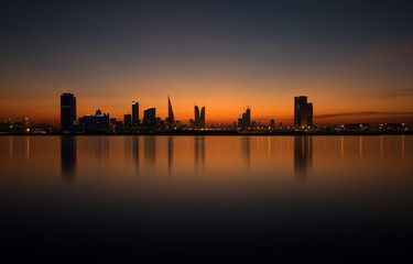 Fototapeta premium Bahrain skyline during sunset.