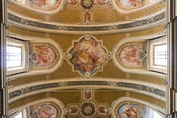 Verolavecchia, Italy. Interiors of catholic church (Parrocchia dei Ss. Pietro e Paolo Apostoli di...