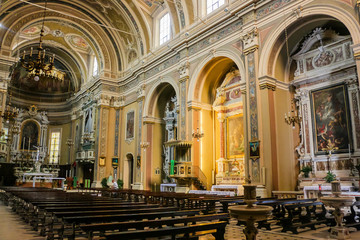 Verolavecchia, Italy. Interiors of catholic church (Parrocchia dei Ss. Pietro e Paolo Apostoli di...