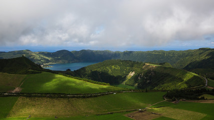 Landscape of Lakes in Sete Cidades on the San Miguel island, Azores, Portugal.