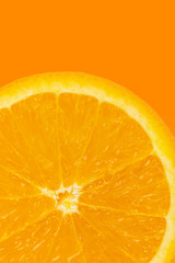 orange slice, clipping path, isolated on orange background full depth of field