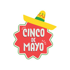 Cinco de mayo. Traditional mexican may 5th fest badge. Lettering phrase. Design element for poster, postcard. Vector illustration