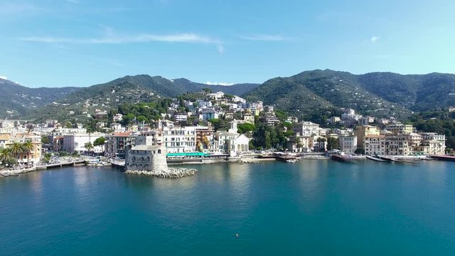 Aerial view of the Italian Riviera, Rapallo, Italy